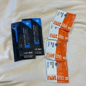 PRUVIT Keytones Lot, 2 black labels in blue ocean & 4 lites in orange sun